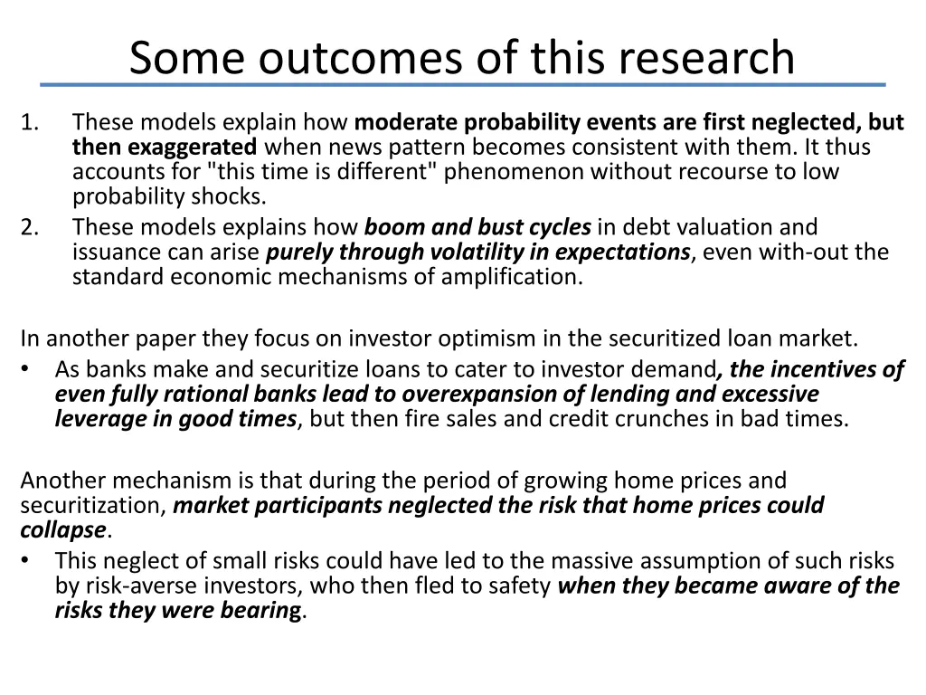 some outcomes of this research