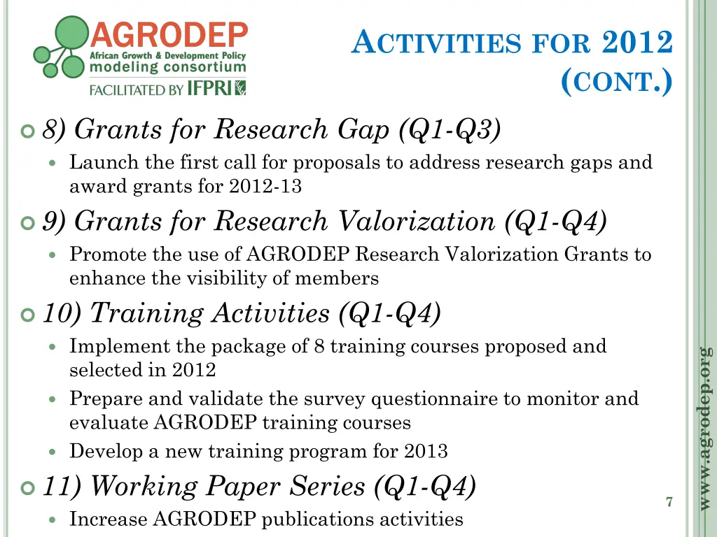 a ctivities for 2012 2