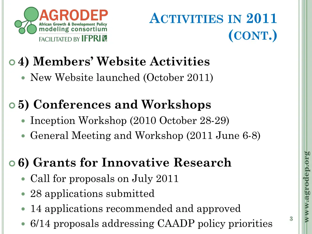 a ctivities in 2011 1