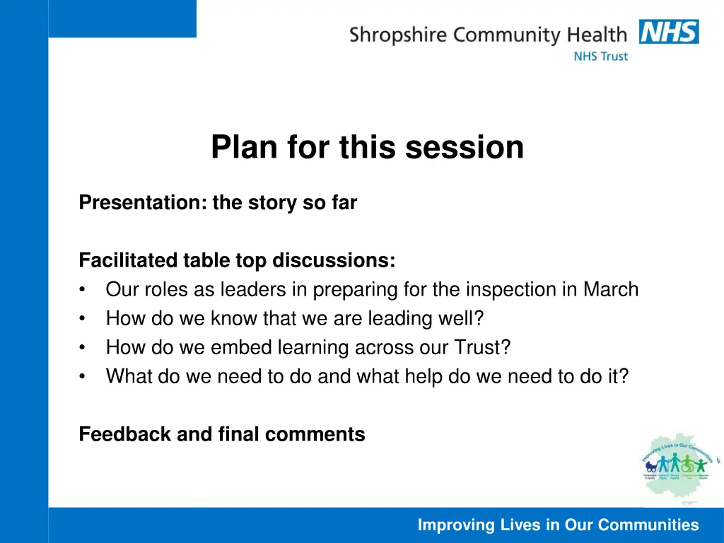 plan for this session