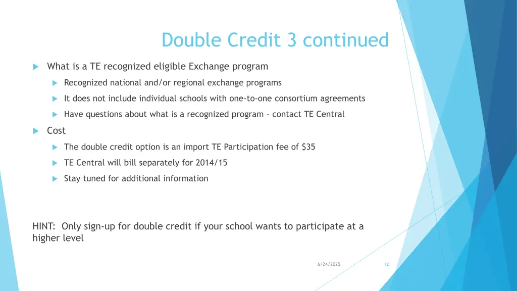 double credit 3 continued