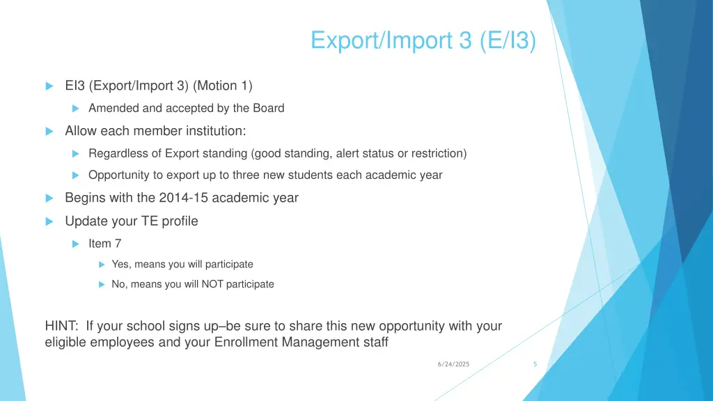 export import 3 e i3