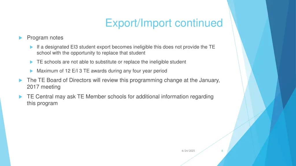 export import continued