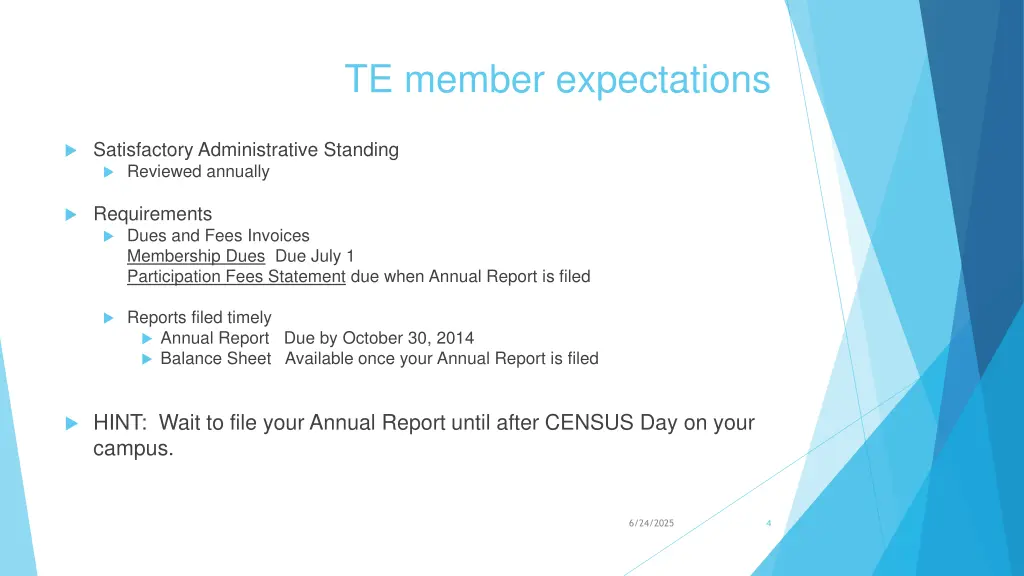 te member expectations