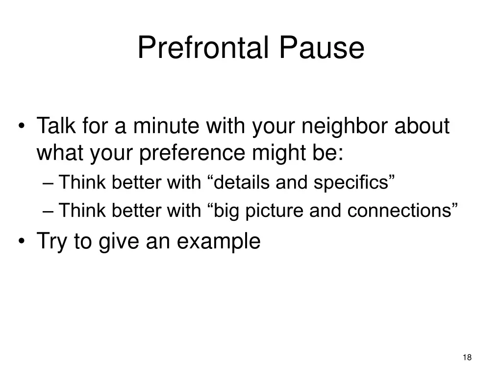 prefrontal pause