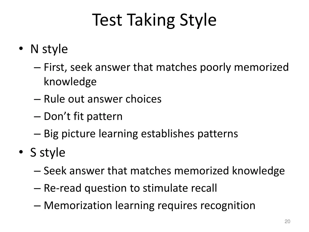 test taking style