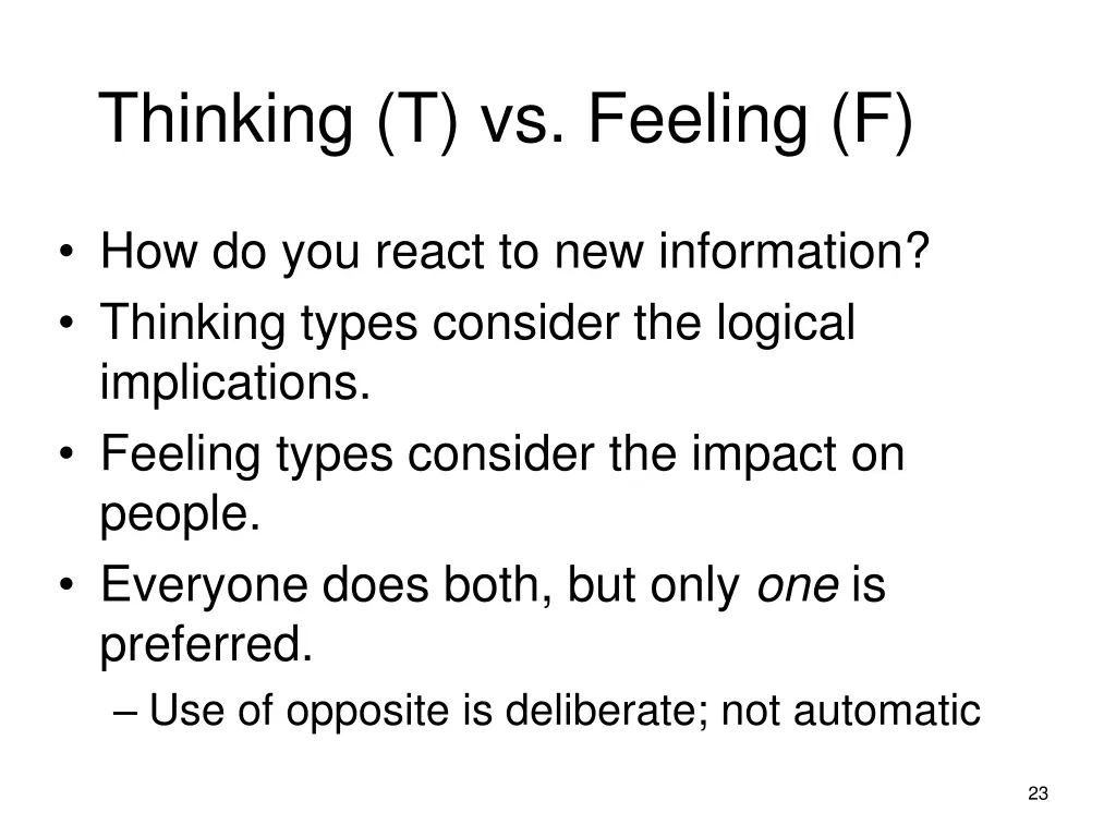 thinking t vs feeling f