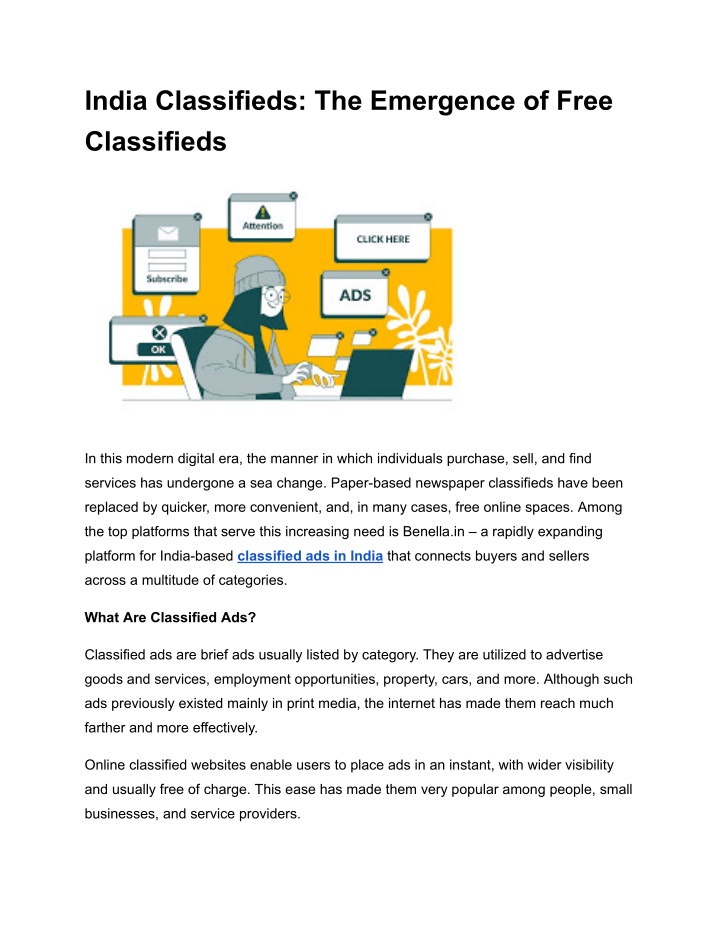 india classifieds the emergence of free