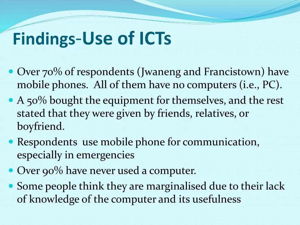 findings use of icts