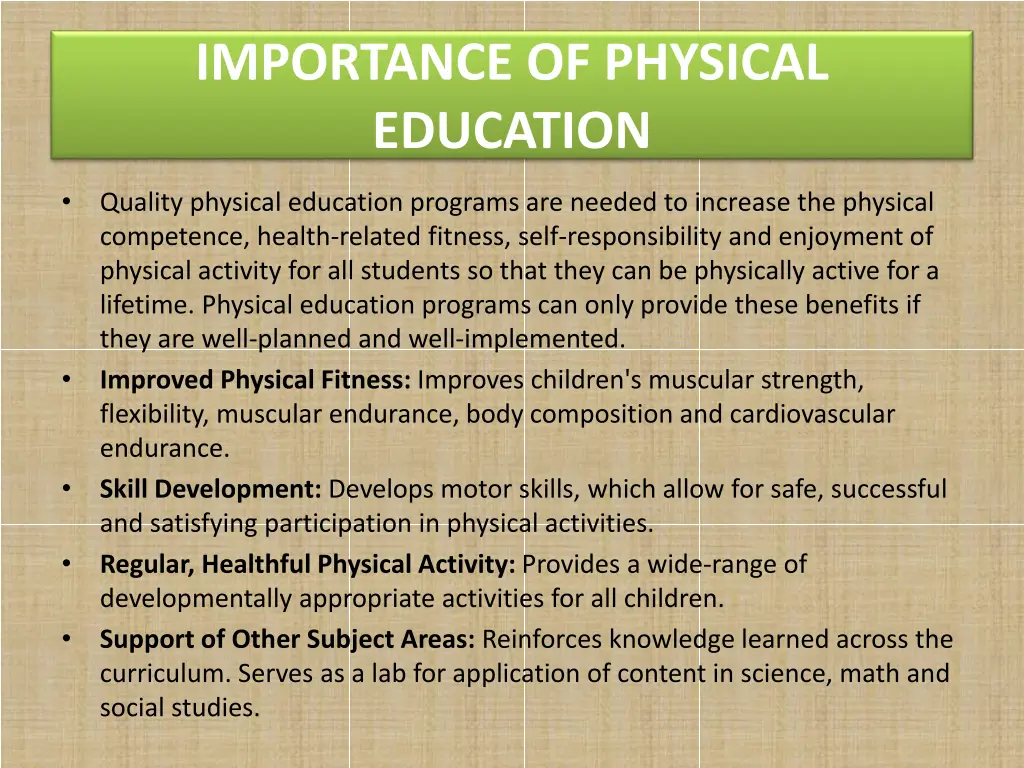 importance of physical education