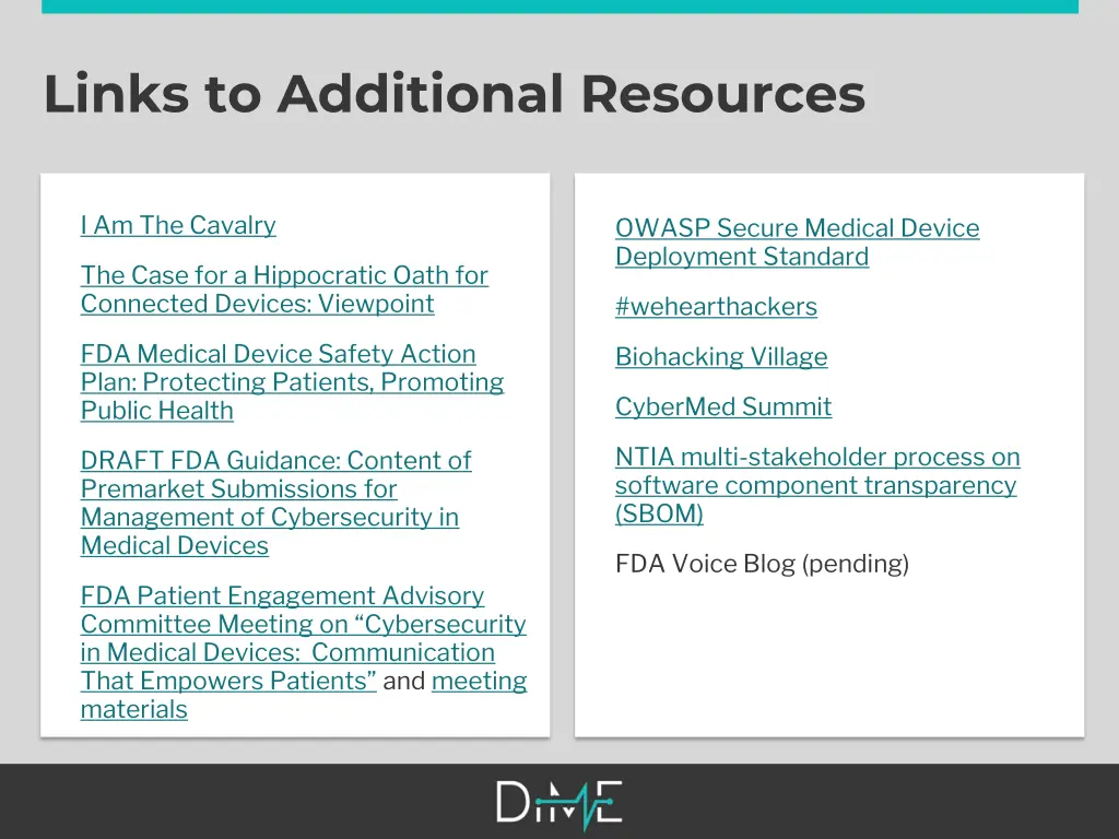 links to additional resources