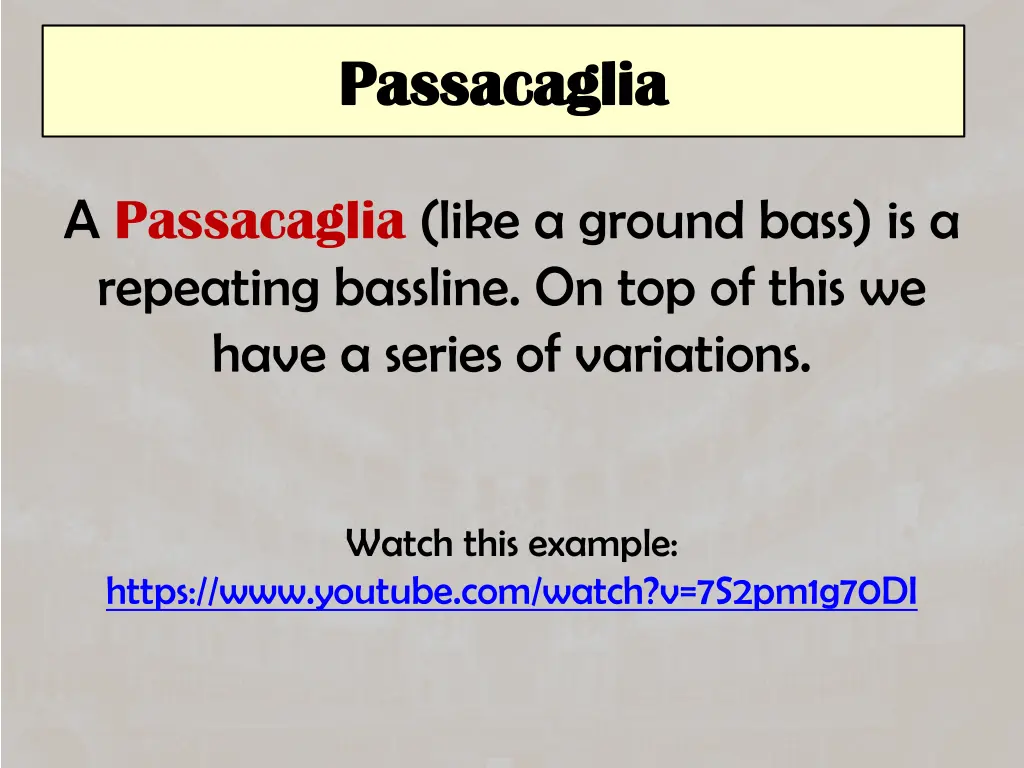 passacaglia passacaglia