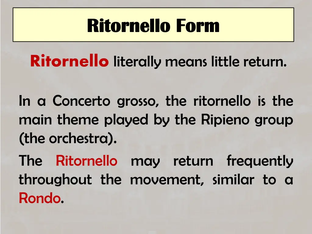 ritornello ritornello form