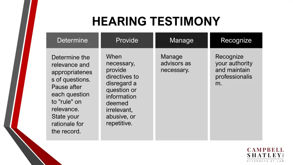 hearing testimony