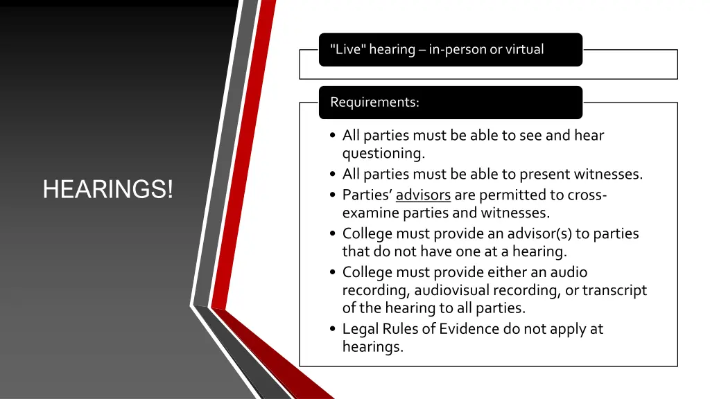 live hearing in person or virtual