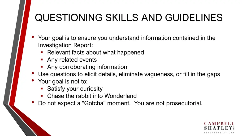 questioning skills and guidelines