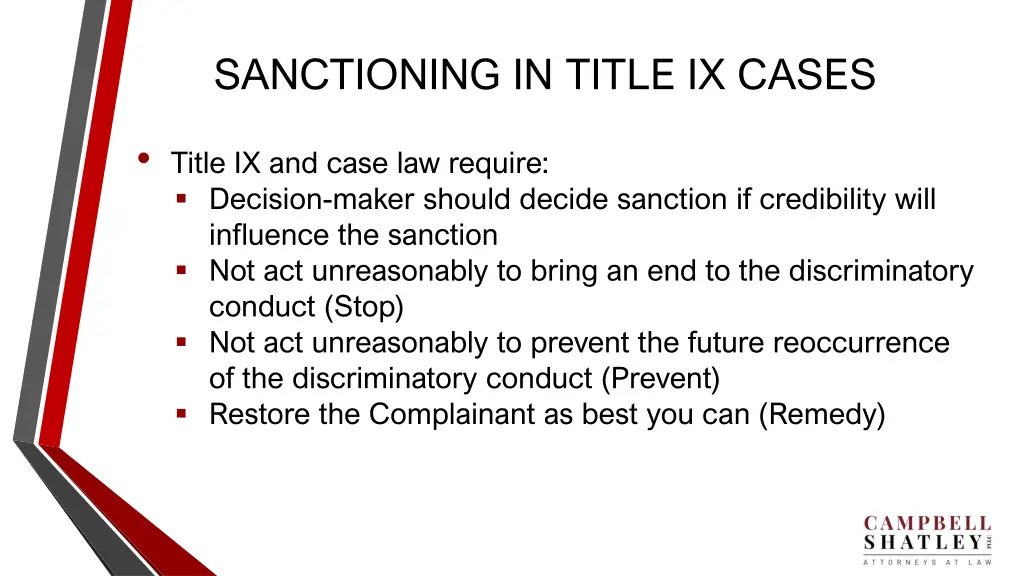 sanctioning in title ix cases