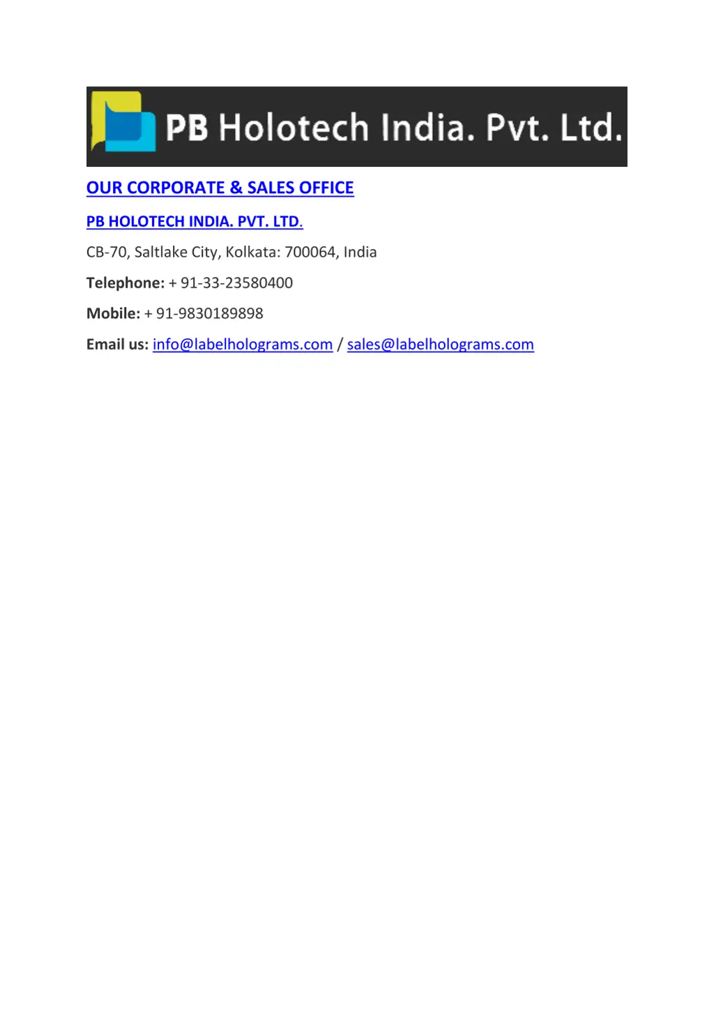 our corporate sales office