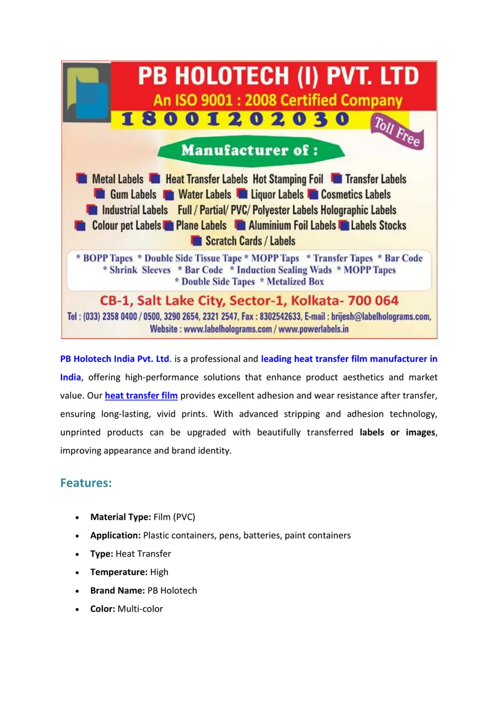 pb holotech india pvt ltd is a professional