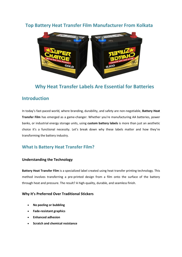 top battery heat transfer film manufacturer from