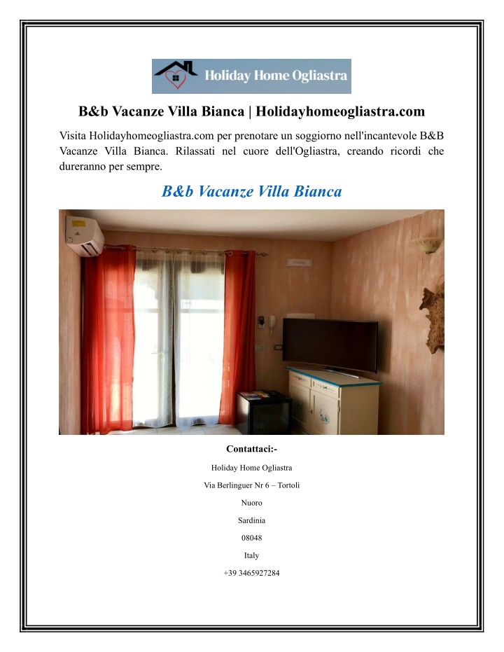 b b vacanze villa bianca holidayhomeogliastra com