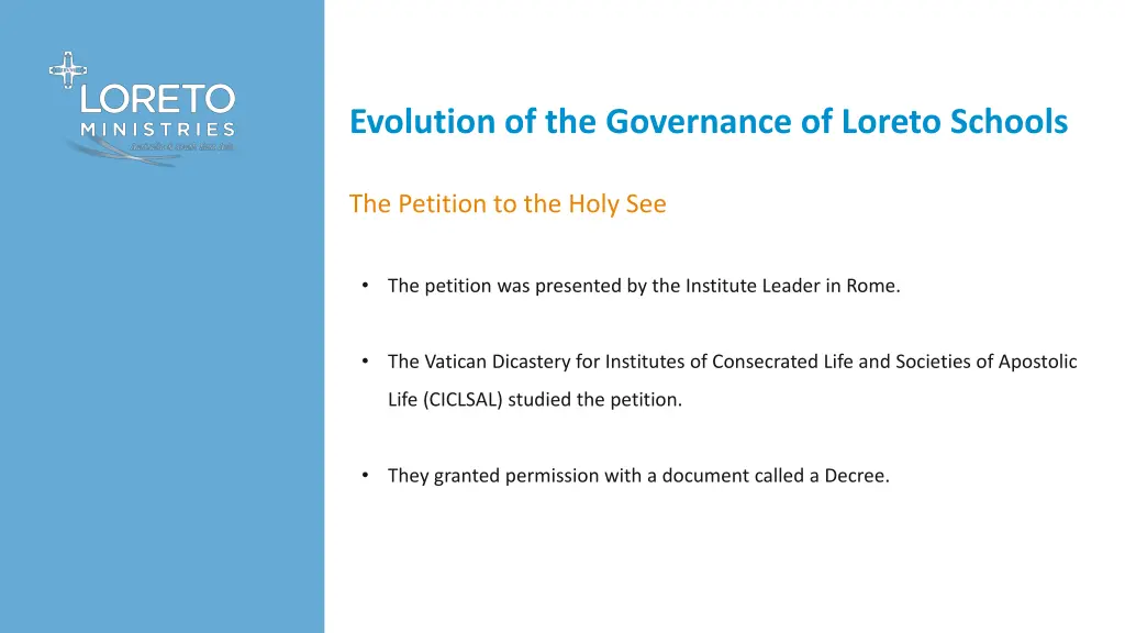 evolution of the governance of loreto schools 1