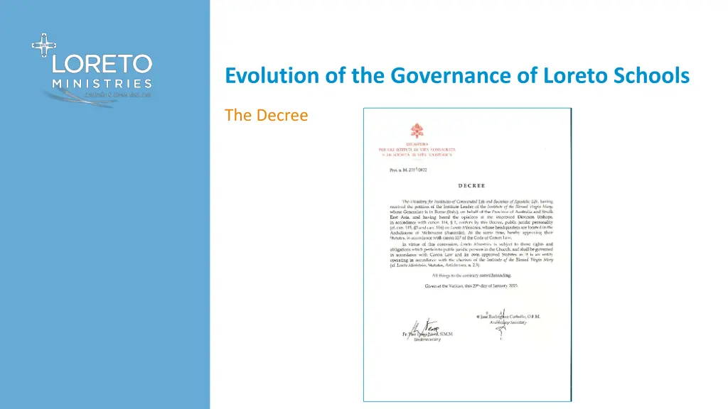 evolution of the governance of loreto schools 2