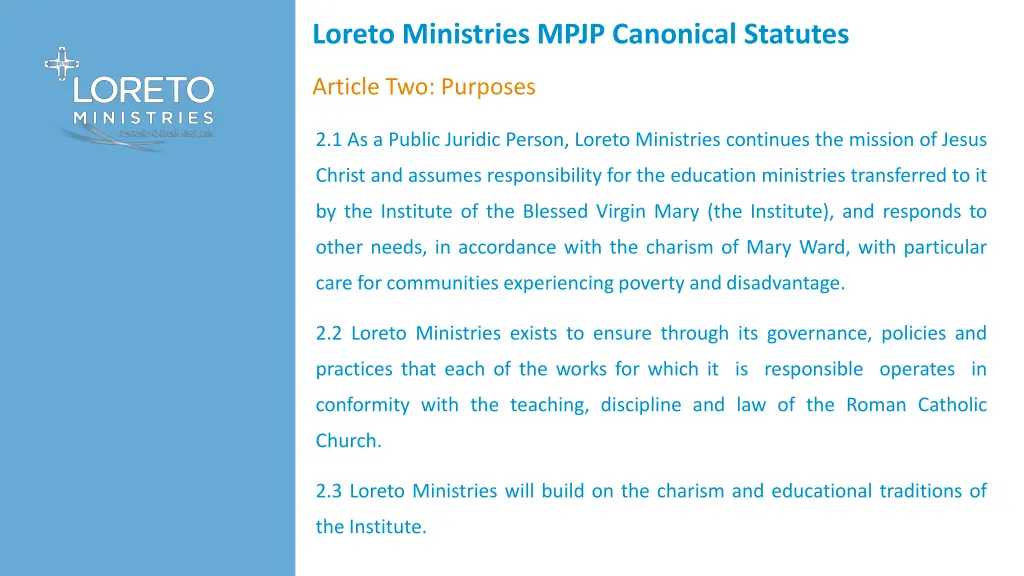 loreto ministries mpjp canonical statutes