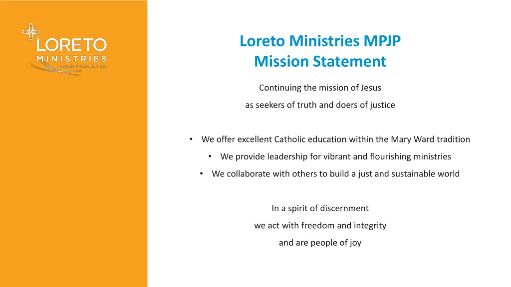 loreto ministries mpjp mission statement