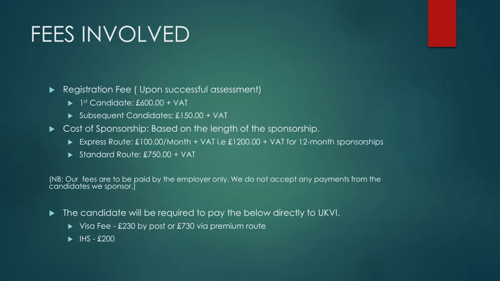 fees involved