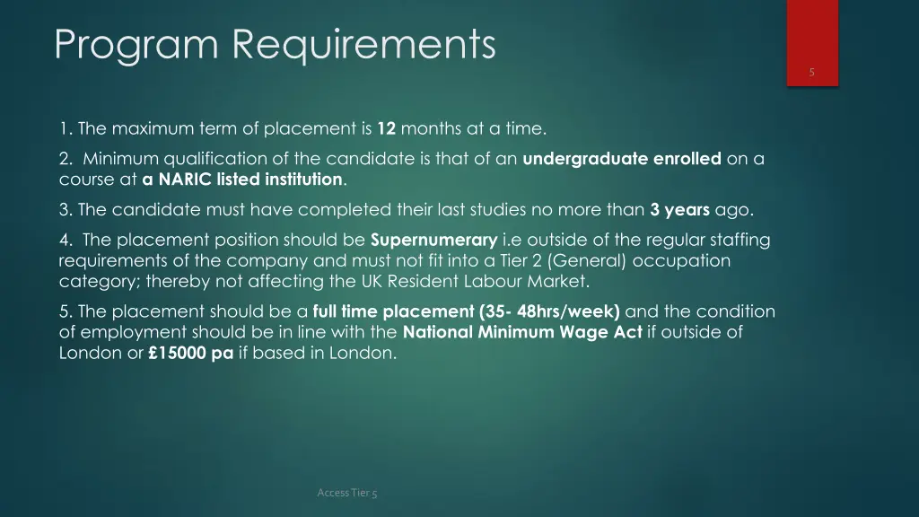 program requirements