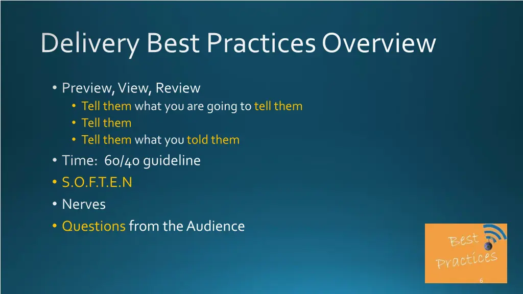 delivery best practices overview