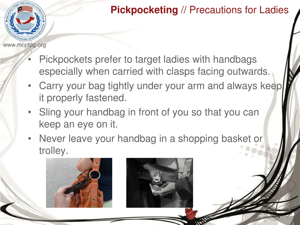 pickpocketing precautions for ladies