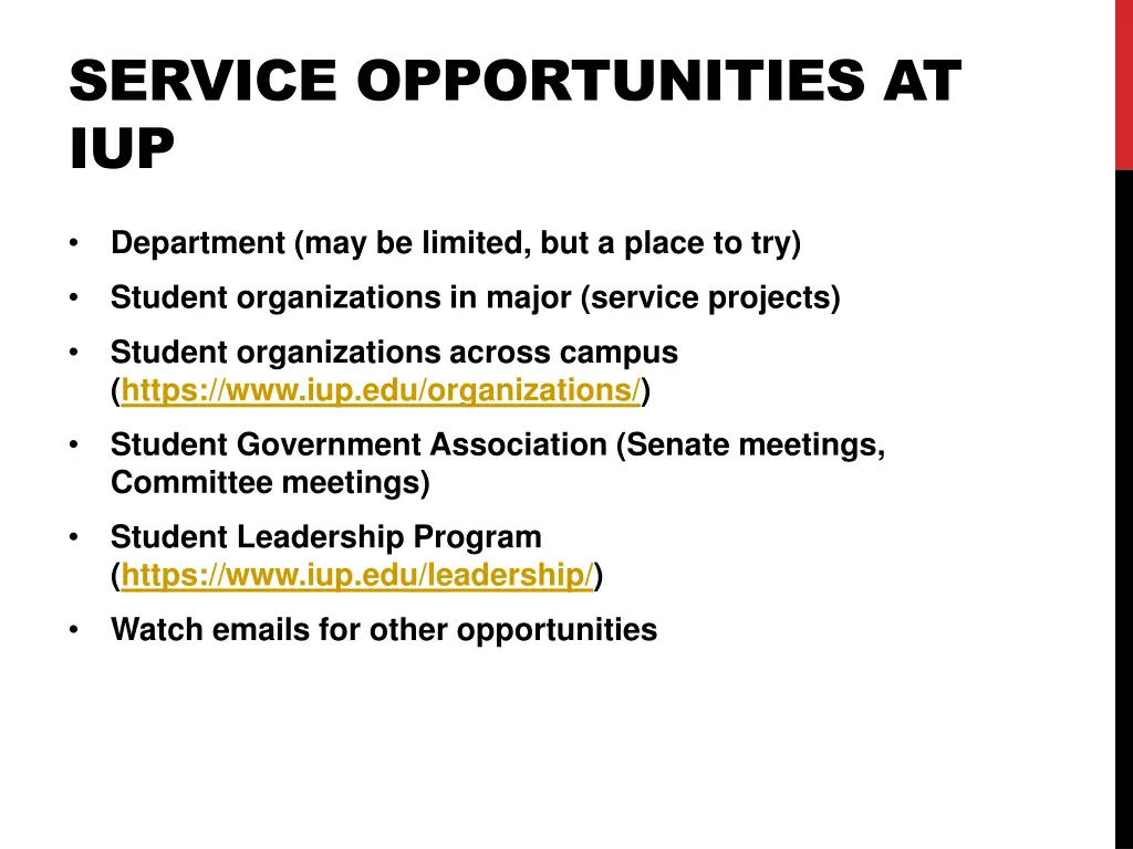 service opportunities at iup