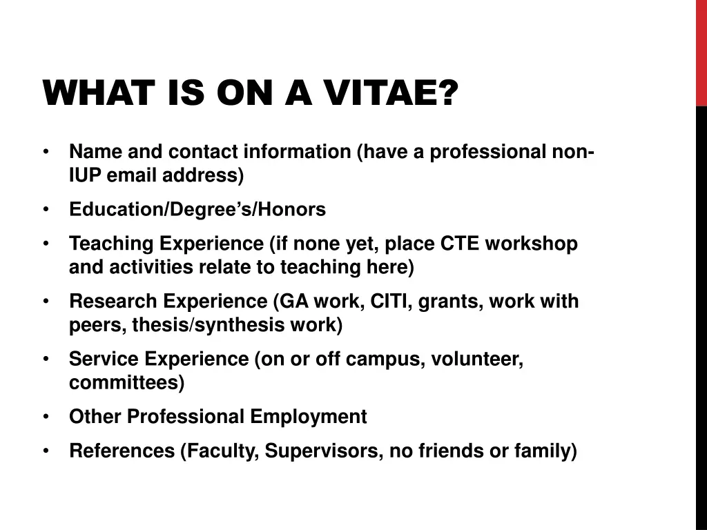 what is on a vitae
