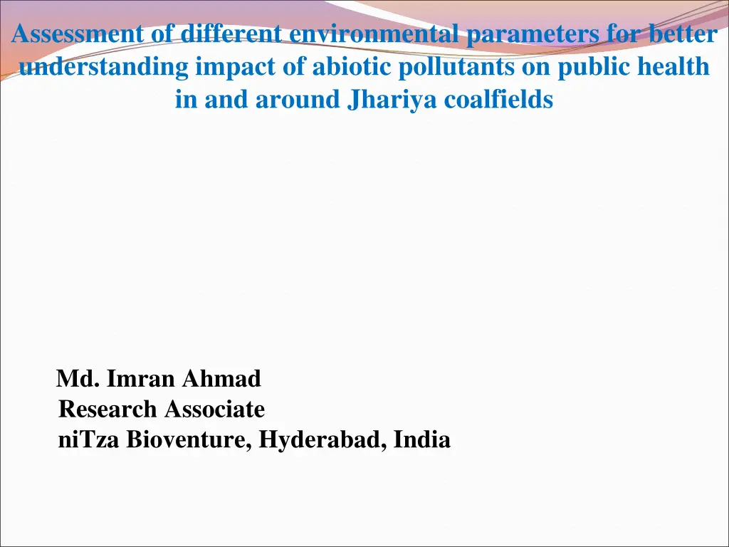 assessment of different environmental parameters