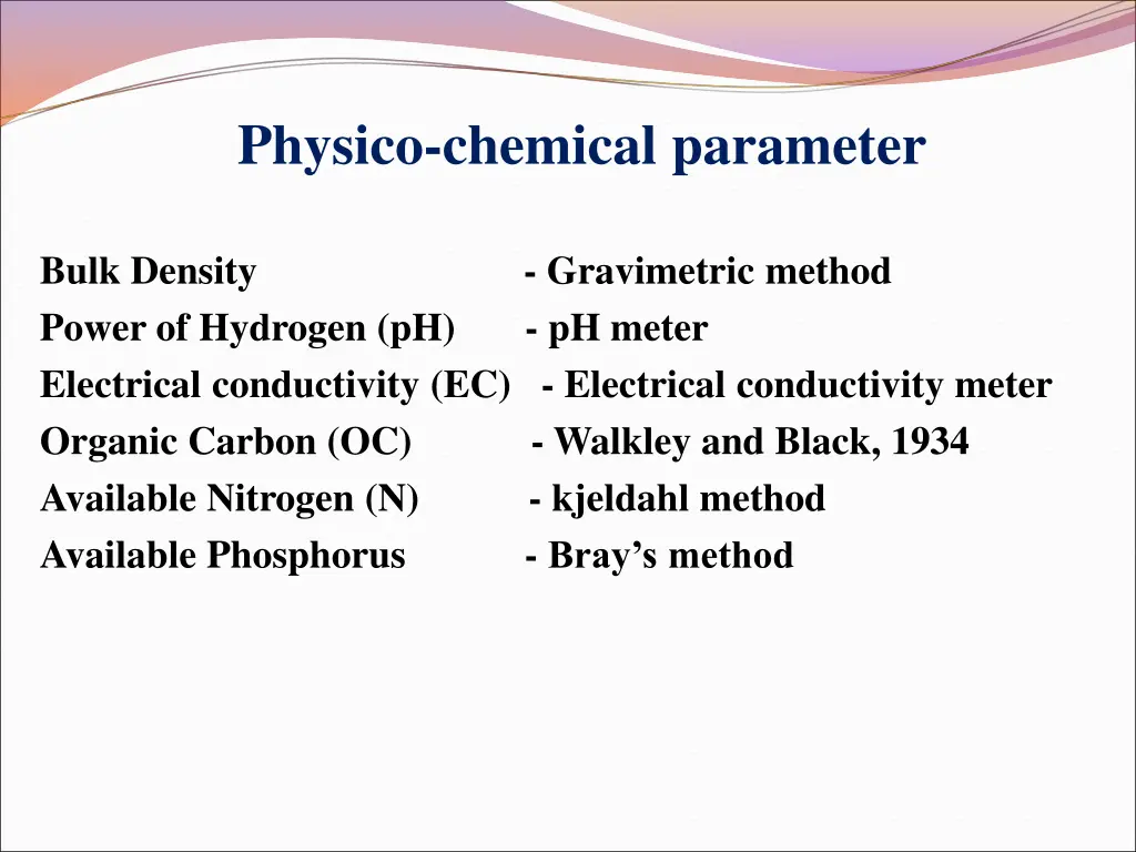 physico chemical parameter