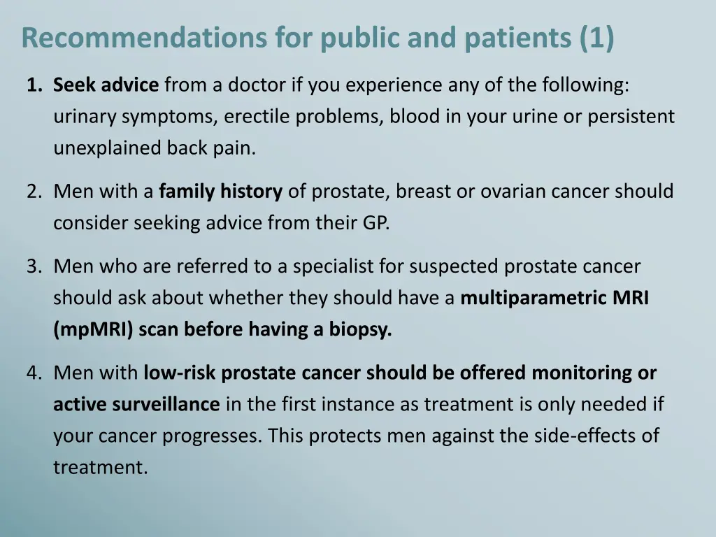 recommendations for public and patients 1