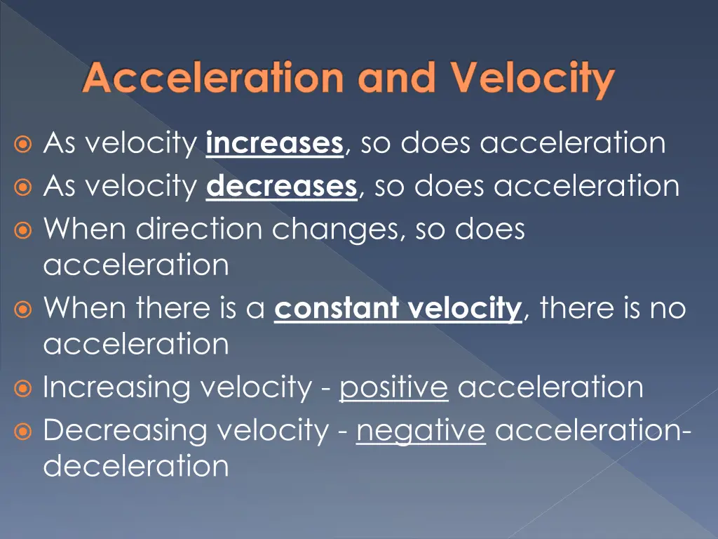 acceleration and velocity