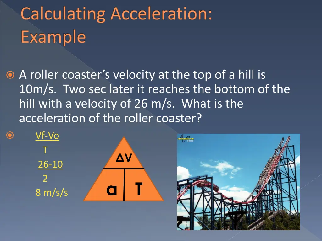 calculating acceleration example