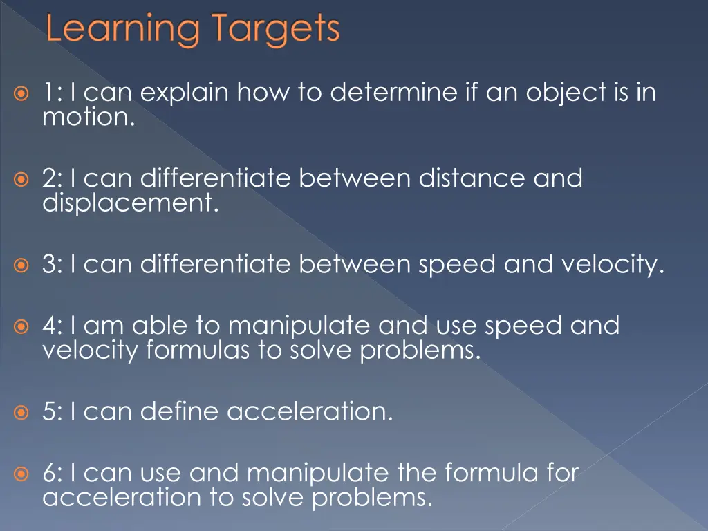learning targets