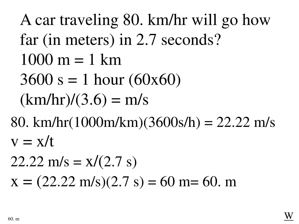 a car traveling 80 km hr will