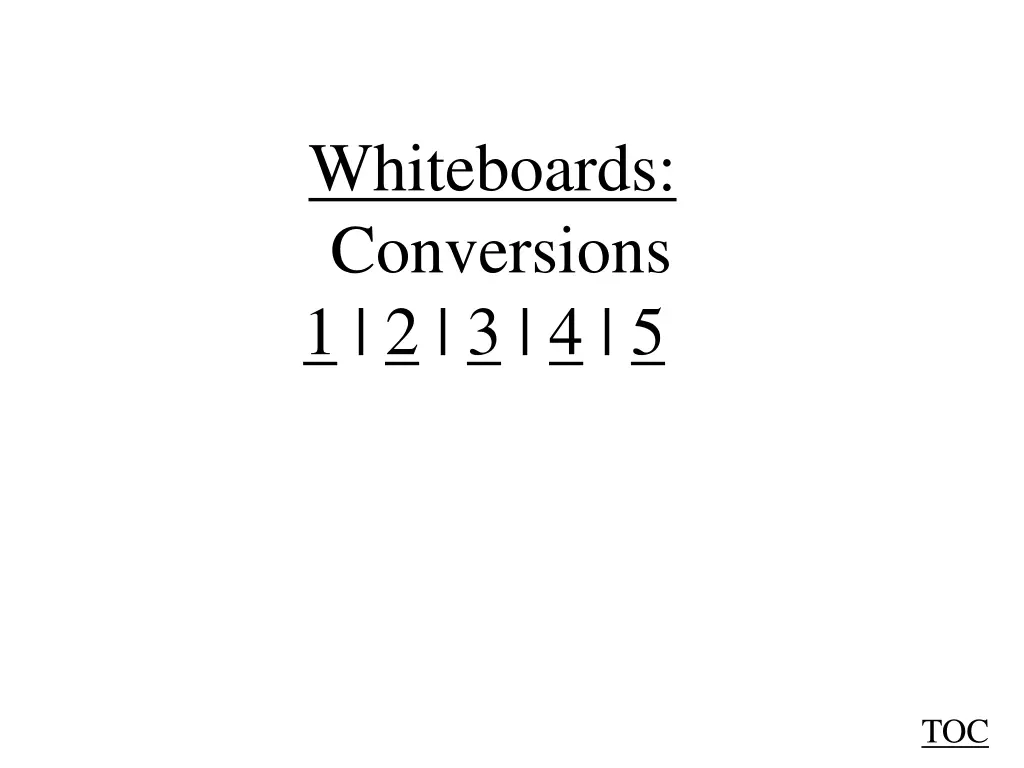 whiteboards conversions 1 2 3 4 5