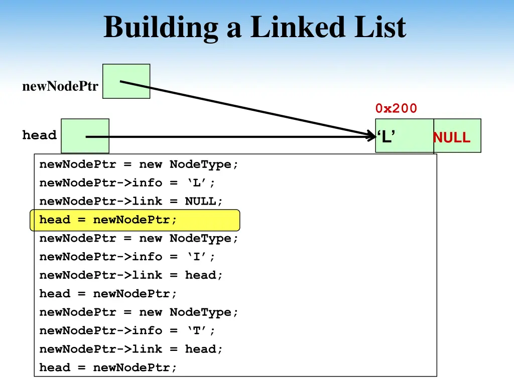 building a linked list 5