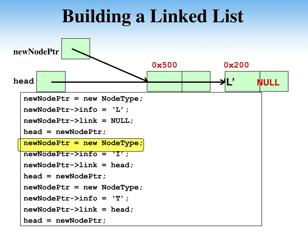 building a linked list 6