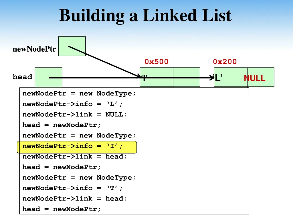 building a linked list 7