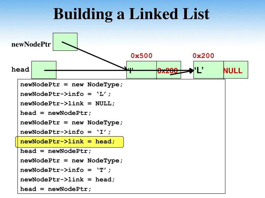 building a linked list 8