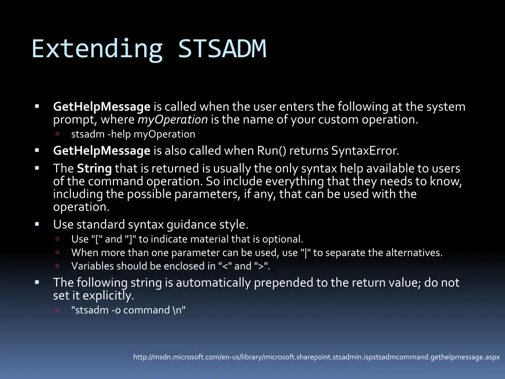 extending stsadm 1