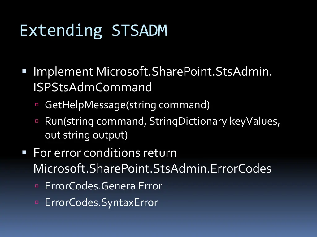 extending stsadm