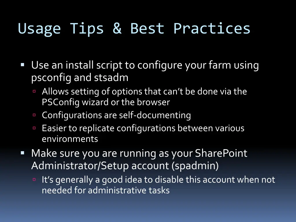usage tips best practices